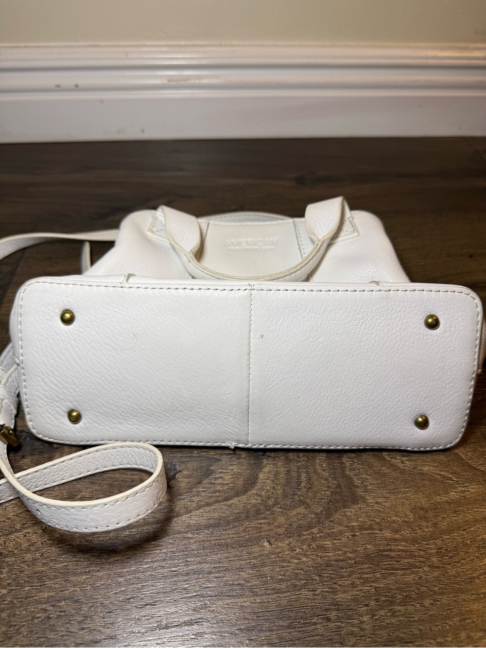 American Leather Co. Ada Triple Entry Satchel White Leather Crossbody Bag - Picture 4 of 10